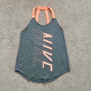 Nike racer back tank top light weight gray bright coral size small